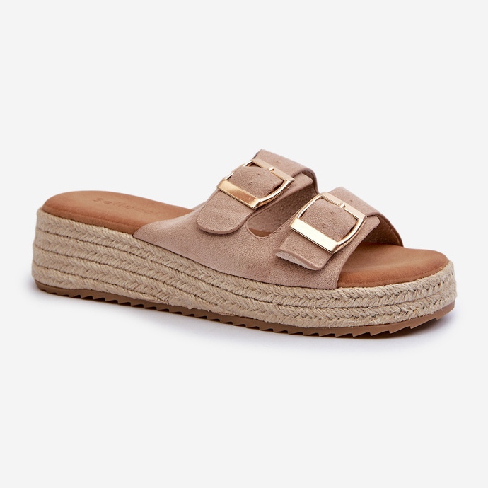 Flip-flops Damă Cu împletit Eco Suede Bej Zaloemi 1