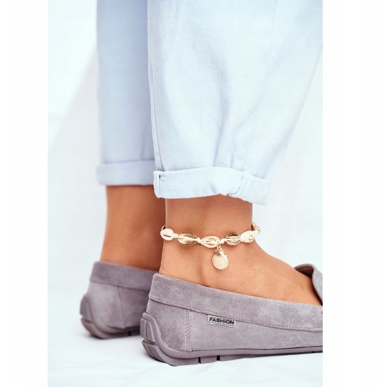 Evento Mocasini din piele intoarsa gri de dama 3