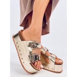 Șlapi din plută Galzai Gold cu platformă de aur 2