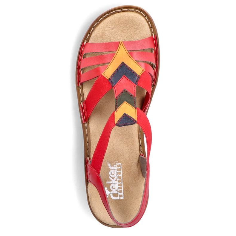 Sandale confortabile pentru damă, cu benzi elastice, roșii, Rieker 60804-33 roșu 1