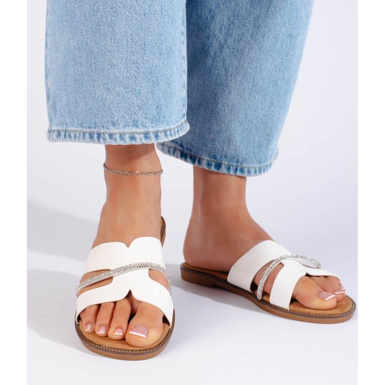 Flip-flops albi eleganti de dama 1