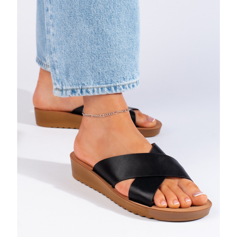 Flip-flops de damă de culoare neagră negru 1