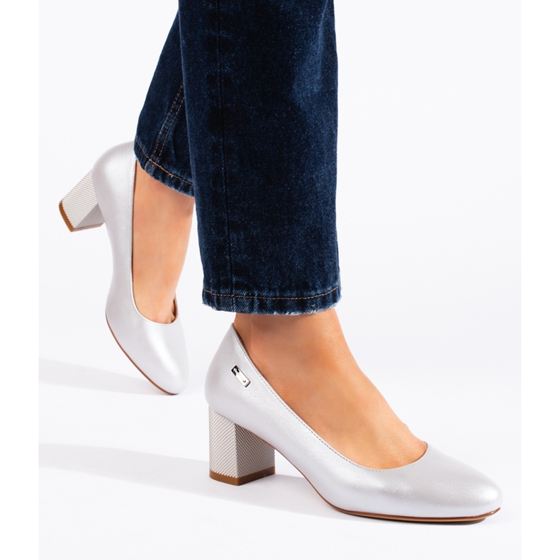 Papuci cu toc înalt argintii de damă de Sergio Leone 1