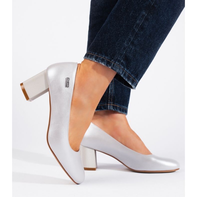 Papuci cu toc înalt argintii de damă de Sergio Leone 2