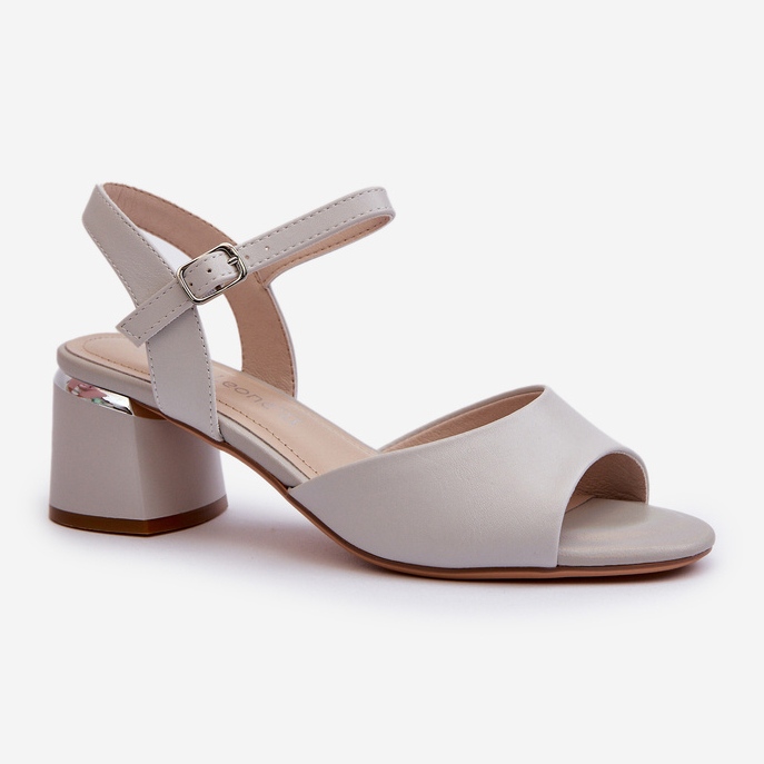 Sandale de damă cu toc scăzut din piele ecologică Sergio Leone SK876 gri 1