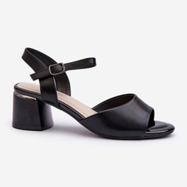 Sandale de damă cu toc scăzut din piele ecologică Sergio Leone SK876 Negru 1 Sandale de damă cu toc scăzut din piele ecologică Sergio Leone SK876 Negru 1