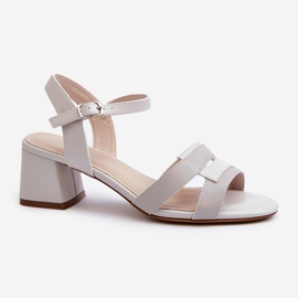 Sandale de damă cu toc înalt din piele ecologică Sergio Leone SK894 gri 1