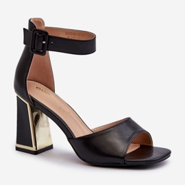 Sandale elegante de damă pe un toc înalt negru Rosazara 2