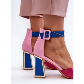 Sandale elegante de damă cu toc înalt, roz Rosazara 1