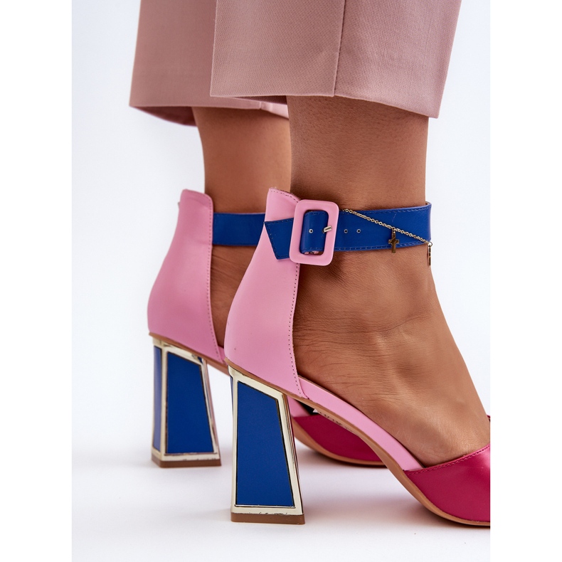 Sandale elegante de damă cu toc înalt, roz Rosazara 1