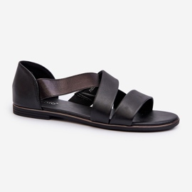 Sandale din piele cu coada, Black Puglia negru 1