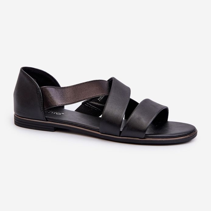 Sandale din piele cu coada, Black Puglia negru 1