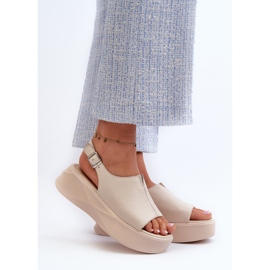 S.Barski Sandale de damă din piele pe platforma D&amp;A SJ2301-2, bej 2