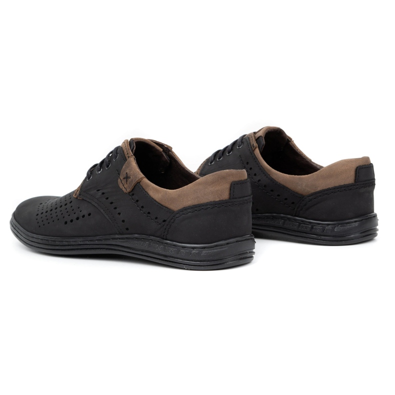 Polbut Pantofi din piele pentru bărbați 402 vara negru cu maro 5