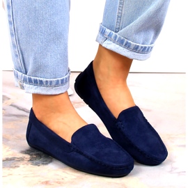 Evento Mocasini dama din piele intoarsa albastru bleumarin Ranica 8