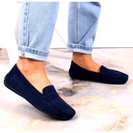 Evento Mocasini dama din piele intoarsa albastru bleumarin Ranica 7
