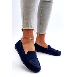 Evento Mocasini dama din piele intoarsa albastru bleumarin Ranica 3