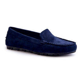Evento Mocasini dama din piele intoarsa albastru bleumarin Ranica 1