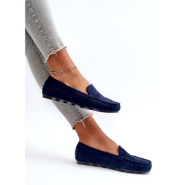 Evento Mocasini dama din piele intoarsa albastru bleumarin Ranica 6