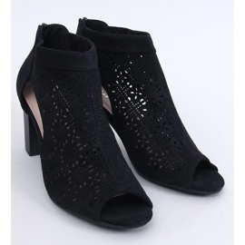 Botine ajurate cu vârf deschis de la Pierre Black negru 1