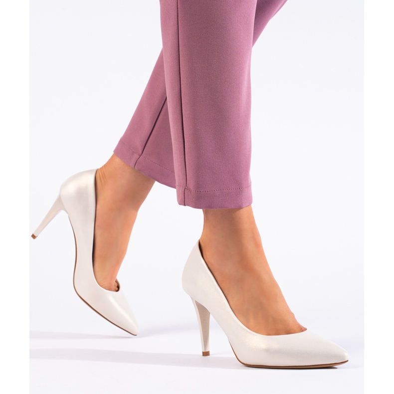 Sergio Leone Pompe cu perle albe cu toc inalt 1