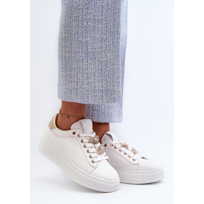 S.Barski Pantofi de damă din piele pe platformă cu ace D&amp;A SN67 alb 2