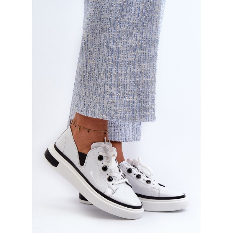 S.Barski Pantofi de damă din piele lacuată D&amp;A LR535 alb 2