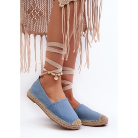 Espadrile din denim legate Ismanne albastre albastru 2