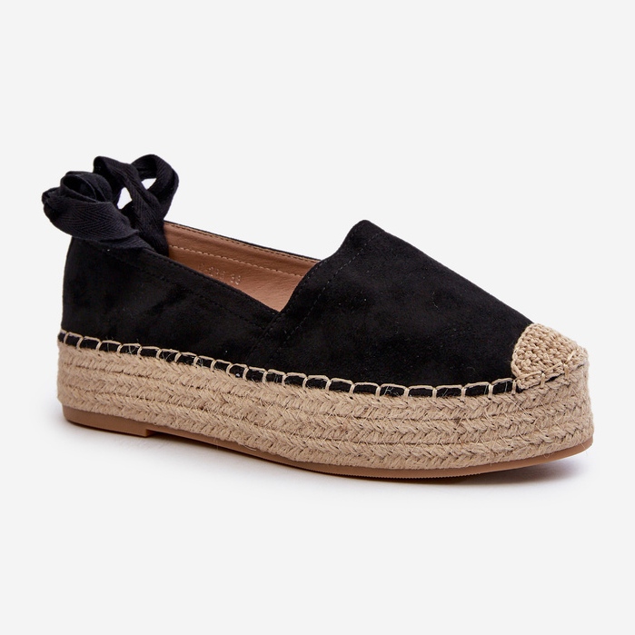 Espadrile De Dama Legate Pe O Platforma Cu Impletitura, Tailesse Neagra negru 1