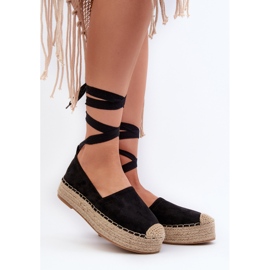 Espadrile De Dama Legate Pe O Platforma Cu Impletitura, Tailesse Neagra negru 2