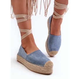 Espadrile De Dama Legate Pe O Platforma Cu Impletitura, Tailese Albastru 4