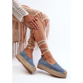Espadrile De Dama Legate Pe O Platforma Cu Impletitura, Tailese Albastru 7