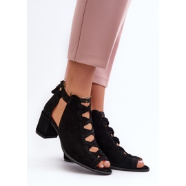 Sandale de damă din piele intoarsa cu toc inalt Maciejka 06456-01 Negru 2