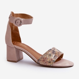 Sandale din piele intoarsa cu toc inalt Maciejka 04141-49 Bej 1