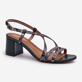 Sandale din piele cu toc mic Maciejka 06653-09 Verde închis 1