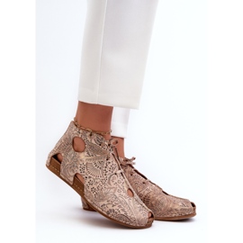 Botine din piele cu model Maciejka 03426-02 Bej 2