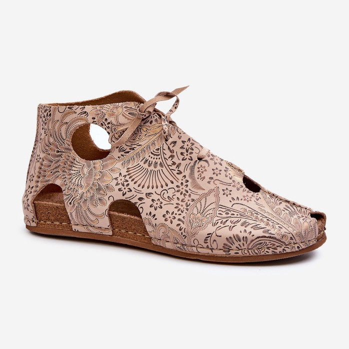 Botine din piele cu model Maciejka 03426-02 Bej 1