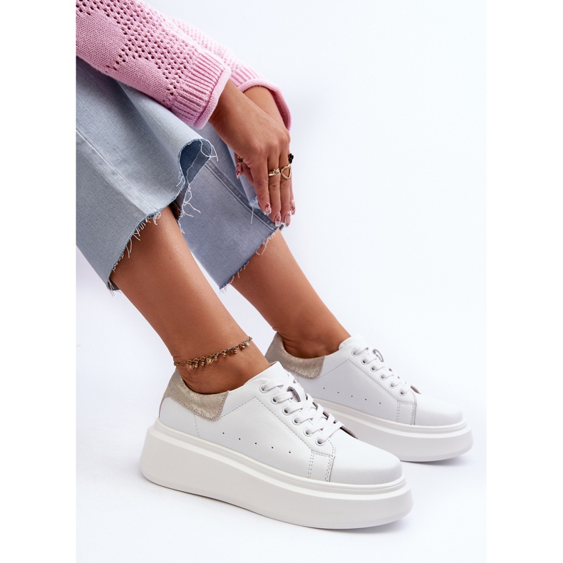 S.Barski Pantofi de damă D&amp;A cu platformă LR568 alb 1