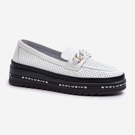 Mocasini De Dama Piele Pe O Platforma Cu Lant S.Barski LR618 Alb 1