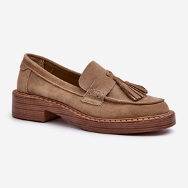 S.Barski Mocasini de damă din piele intoarsa cu franjuri D&A TW107 maro 1 S.Barski Mocasini de damă din piele intoarsa cu franjuri D&A TW107 maro 1