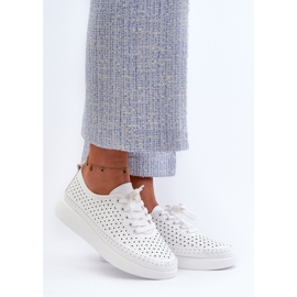 Tenisi din piele pe platforma S.Barski LR278 White alb 2