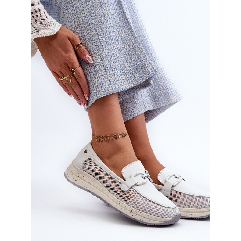 S.Barski Mocasini din piele de damă D&amp;A TW210 alb 1