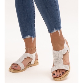 Sandale albe decorate cu zirconi Gairsa 1