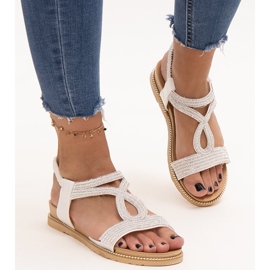 Sandale albe decorate cu zirconi Detila 2