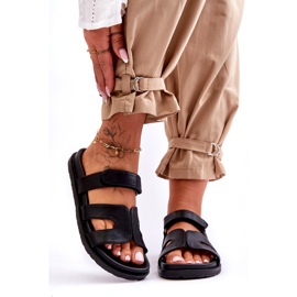 Sandale Clasice Damă Piele Cu Velcro Negru Amedon 1