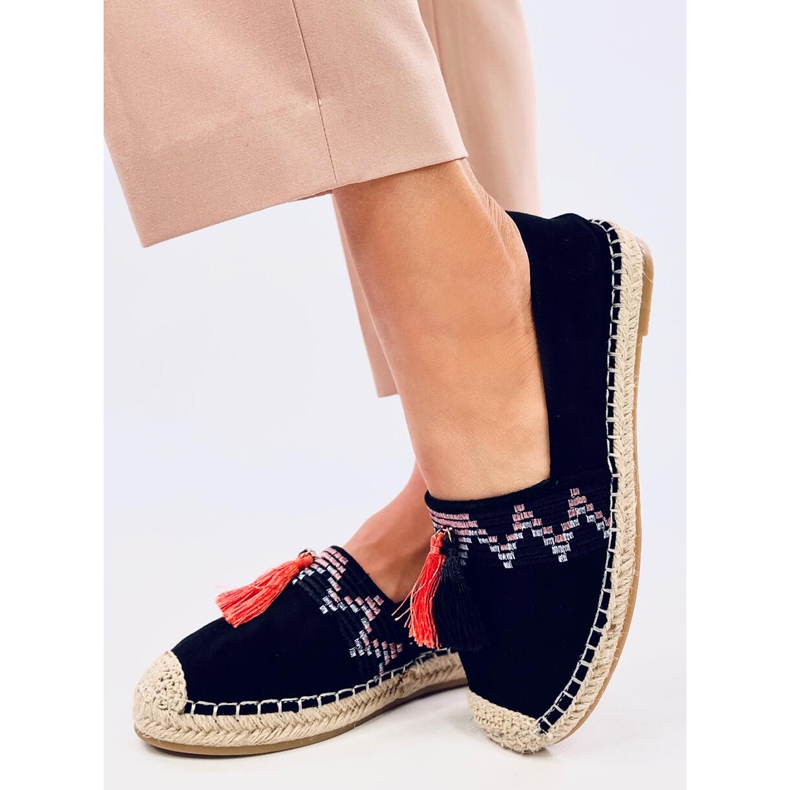 Espadrile Boho cu franjuri Birna Black negru 1