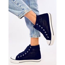Tenisi înalți, ajurati, Mousse Navy albastru 4