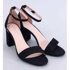 Sandale irizante Yanas Black cu toc inalt negru 1