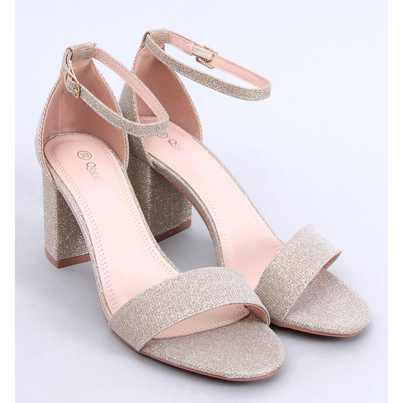 Sandale cu toc înalt Yanas Gold iridescente de aur 1