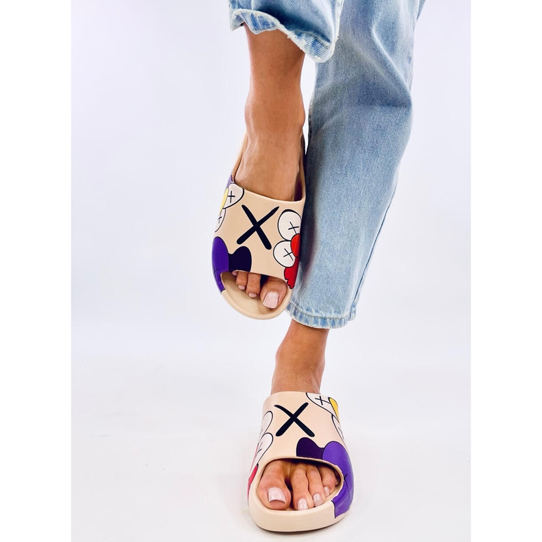 Papuci cu imprimeu Clancy Khaki colorat bej 1